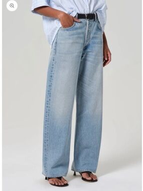 Citizens of Humanity Ayla Baggy Cuffed Crop Wide Leg Jeans Gemini Light Blue 28